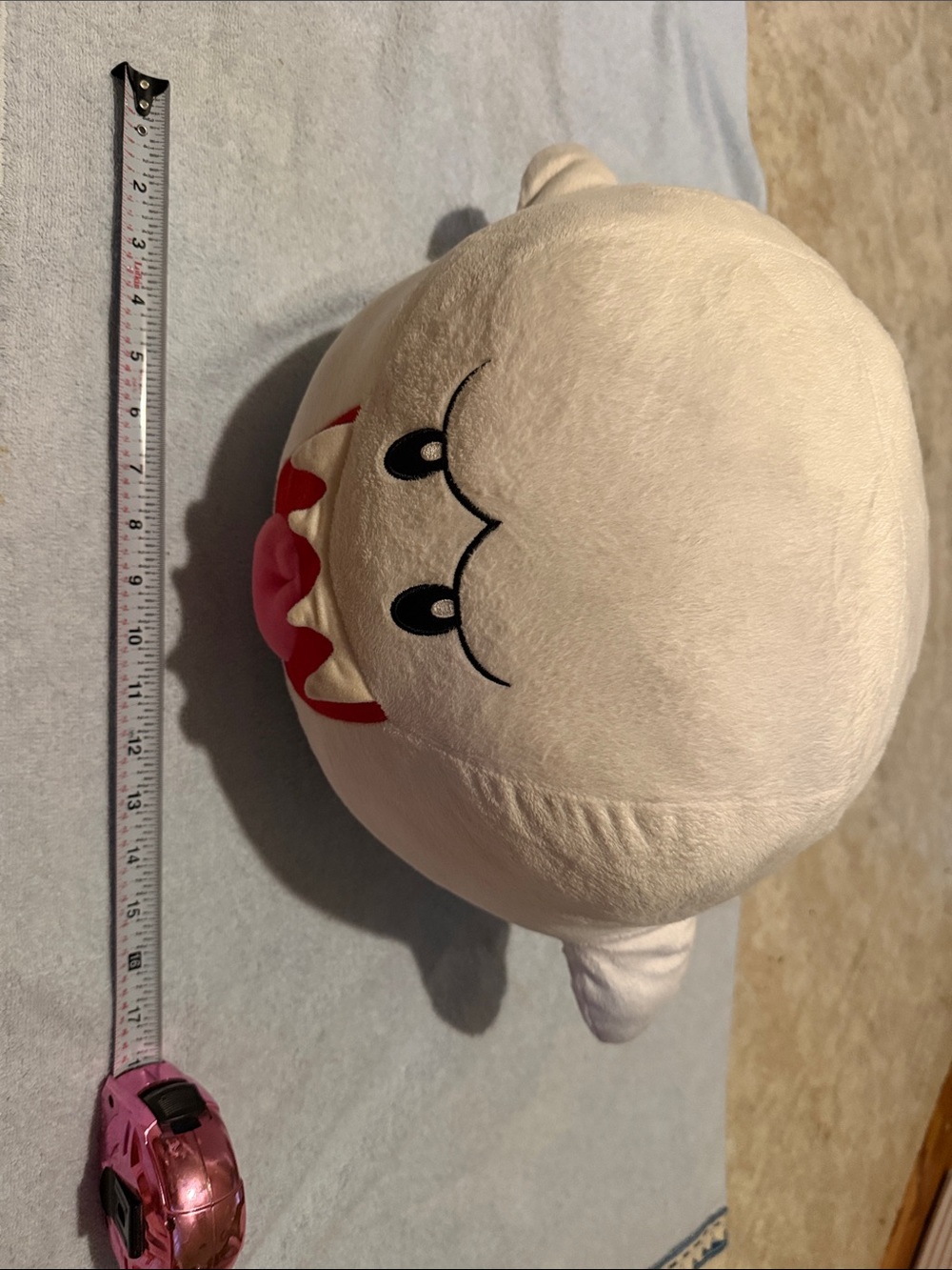 Nintendo White Boo Ghost Plush Pillow with Pink Tongue and Black Eyes